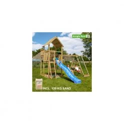 Jungle Gym Palace Legetårn Komplet Inkl. Climb Module Xtra, 120 Kg Sand Og Blå Rutschebane - 804-276CXSB