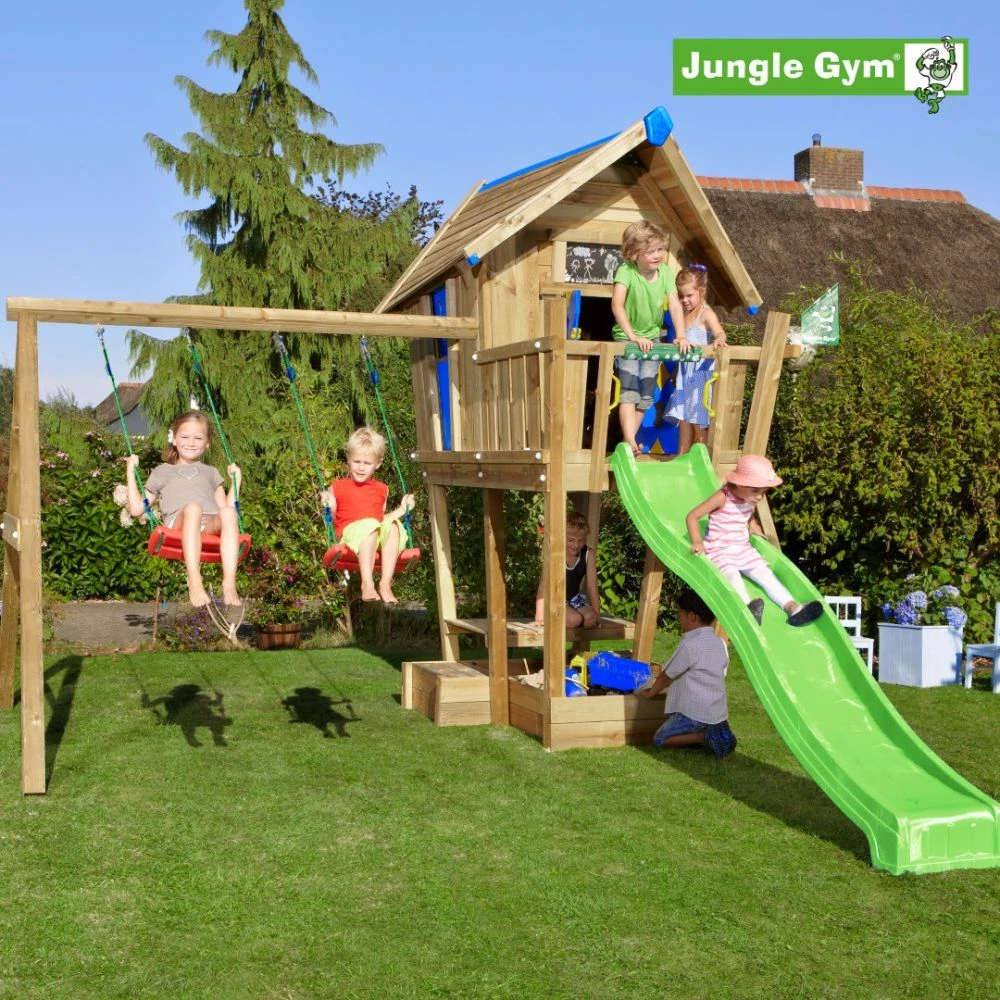 Jungle Gym Crazy Playhouse Tårn Komplet Inkl. Swing Module Xtra Og Rutschebane - 804-379 1 Jungle Gym Crazy Playhouse Tårn Komplet Inkl. Swing Module Xtra Og Rutschebane - 804-379
