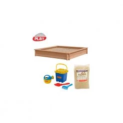 Nordic Play Sandkasse Lærk 150 X 150 Cm Inkl. 240 Kg Sand Og Blåt Strandsæt - 805-746