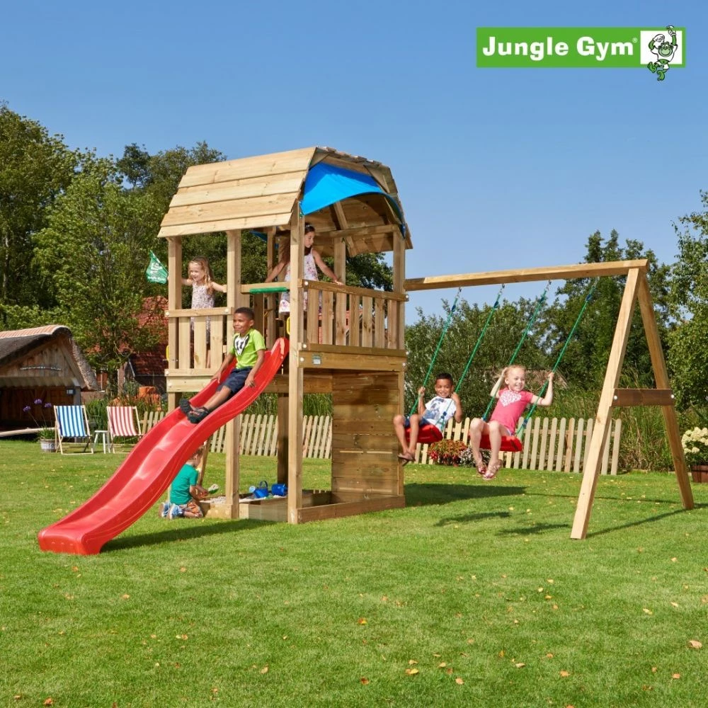 Jungle Gym Barn Legetårn Komplet Inkl. Swing Module Xtra Og Rutschebane - 804-287SX 1 Jungle Gym Barn Legetårn Komplet Inkl. Swing Module Xtra Og Rutschebane - 804-287SX