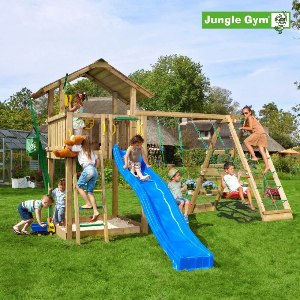 Jungle Gym Chalet Legetårn Komplet Inkl. Climb Module Xtra Og Rutschebane - 804-271CX 1 Jungle Gym Chalet Legetårn Komplet Inkl. Climb Module Xtra Og Rutschebane - 804-271CX