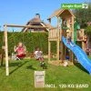 Jungle Gym Mansion Legetårn Komplet Inkl. Swing Module Xtra, 120 Kg Sand Og Blå Rutschebane - 804-267SXSB
