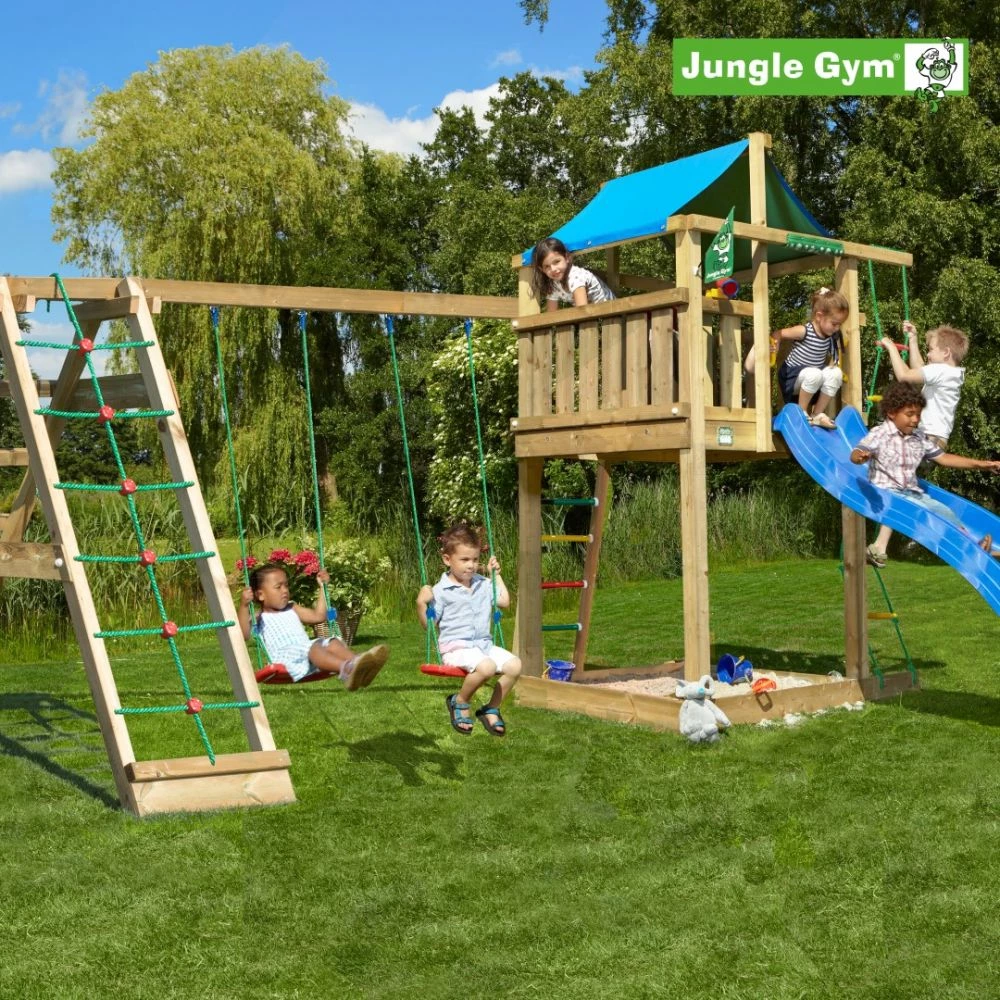 Jungle Gym Lodge Legetårn Komplet Inkl. Climb Module Xtra Og Rutschebane - 804-274CX 1 Jungle Gym Lodge Legetårn Komplet Inkl. Climb Module Xtra Og Rutschebane - 804-274CX