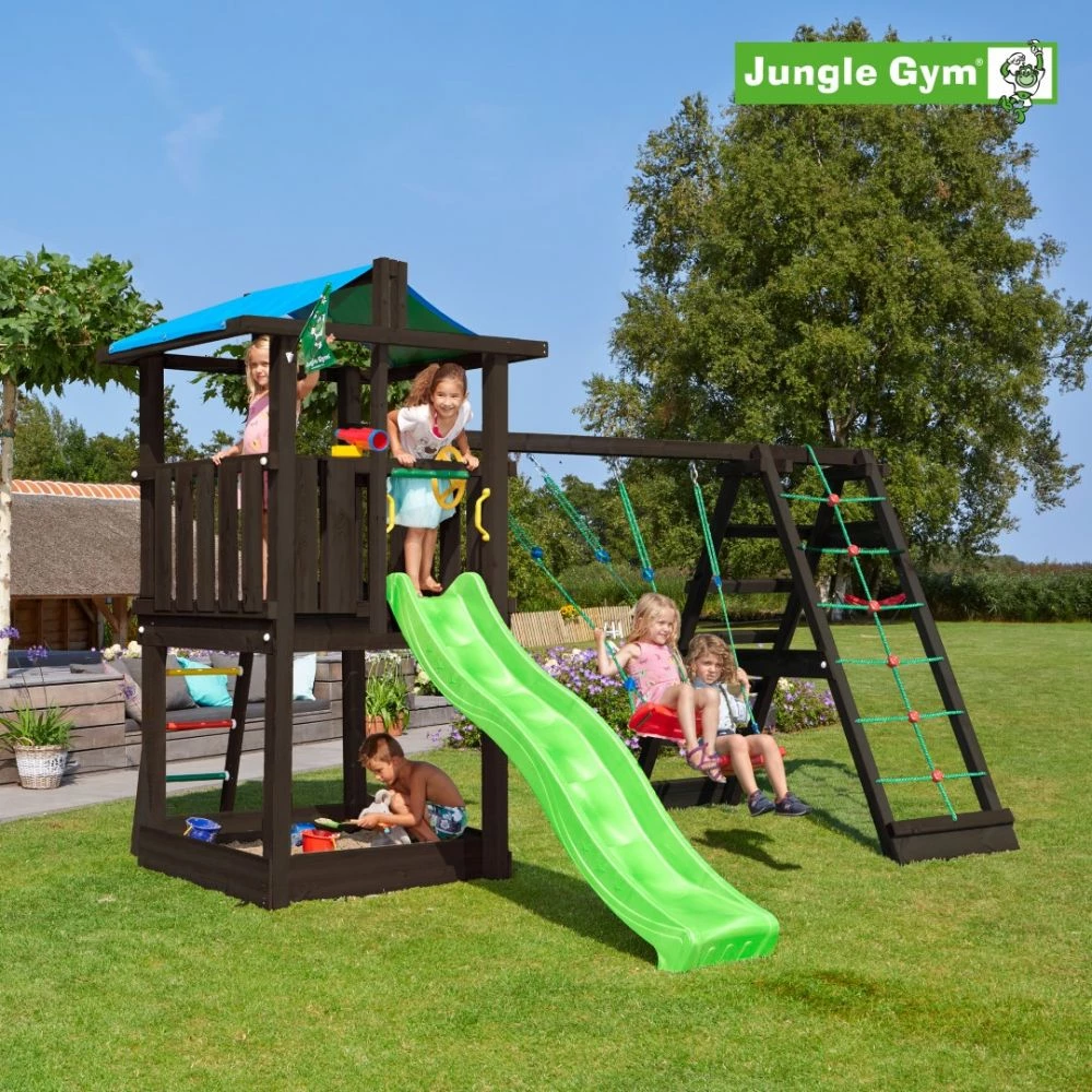 Jungle Gym Hut Legetårn Komplet Inkl. Climb Module Xtra Og Rutschebane, Grundmalet Sort - 806-282CX 2 Jungle Gym Hut Legetårn Komplet Inkl. Climb Module Xtra Og Rutschebane, Grundmalet Sort - 806-282CX - Billede 2