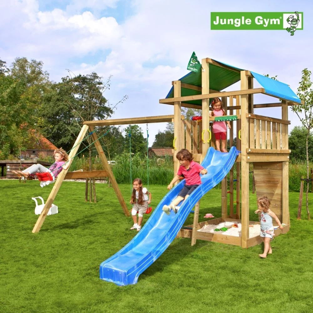 Jungle Gym Fort Legetårn Komplet Inkl. Swing Module Xtra Og Rutschebane - 804-275SX 1 Jungle Gym Fort Legetårn Komplet Inkl. Swing Module Xtra Og Rutschebane - 804-275SX