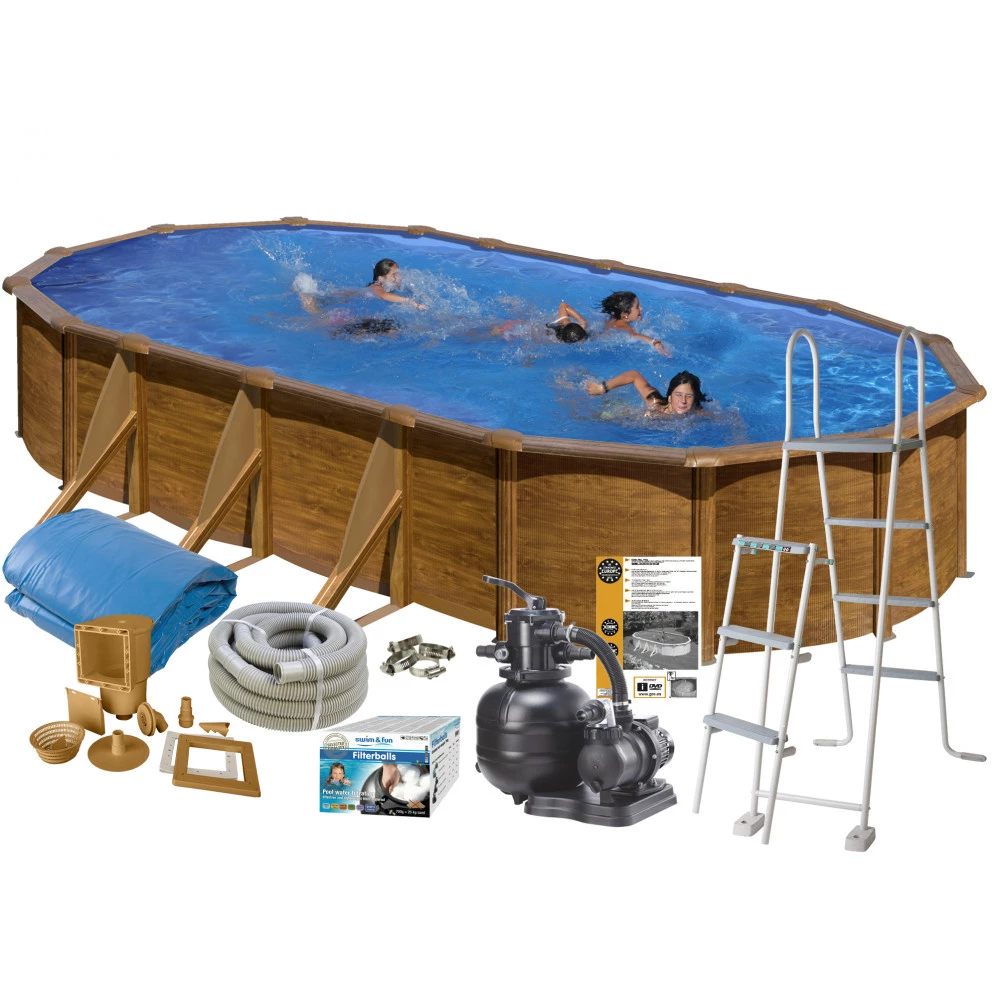 Swim & Fun Pool Basic 120 610x375 Cm Brun - 2713 1 Swim & Fun Pool Basic 120 610x375 Cm Brun - 2713