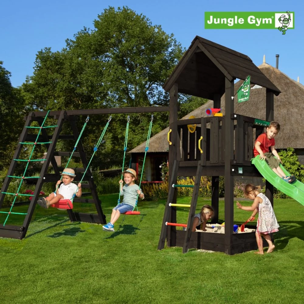Jungle Gym Club Legetårn Komplet Inkl. Climb Module Xtra Ekskl. Rutschebane, Grundmalet Sort - 806-284CB 2 Jungle Gym Club Legetårn Komplet Inkl. Climb Module Xtra Ekskl. Rutschebane, Grundmalet Sort - 806-284CB - Billede 2