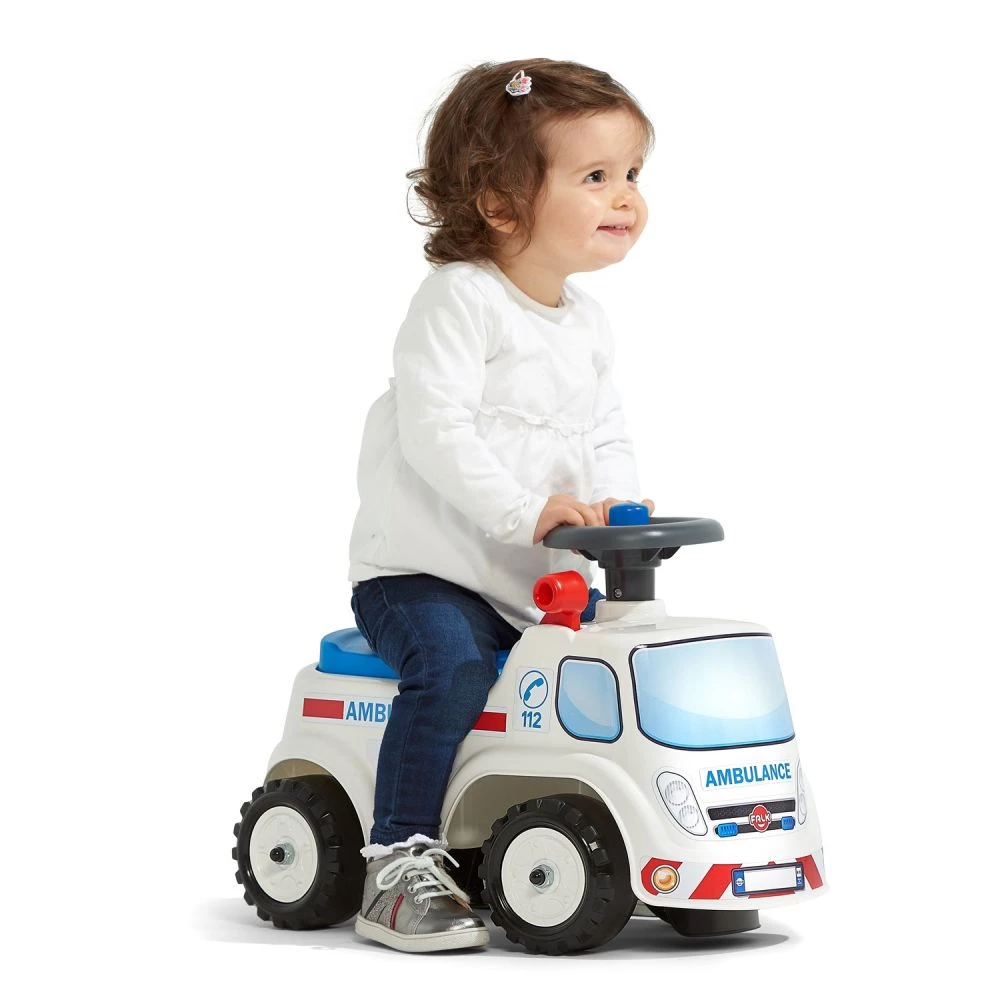 FALK Ambulance Ride-on Med Opbevaringsrum, Rat Og Horn 2 FALK Ambulance Ride-on Med Opbevaringsrum, Rat Og Horn - Billede 2