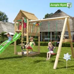 Jungle Gym Cabin Legetårn Komplet Inkl. Swing Module Xtra Og Rutschebane - 804-283SX