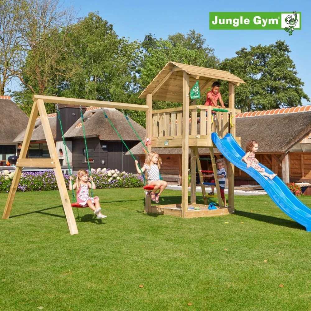 Jungle Gym Shelter Legetårn Komplet Inkl. Swing Module Xtra Og Rutschebane - 804-286SX 1 Jungle Gym Shelter Legetårn Komplet Inkl. Swing Module Xtra Og Rutschebane - 804-286SX