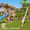 Jungle Gym Cottage Legetårn Komplet Inkl. Swing Module Xtra, 120 Kg Sand Og Blå Rutschebane - 804-270SXSB