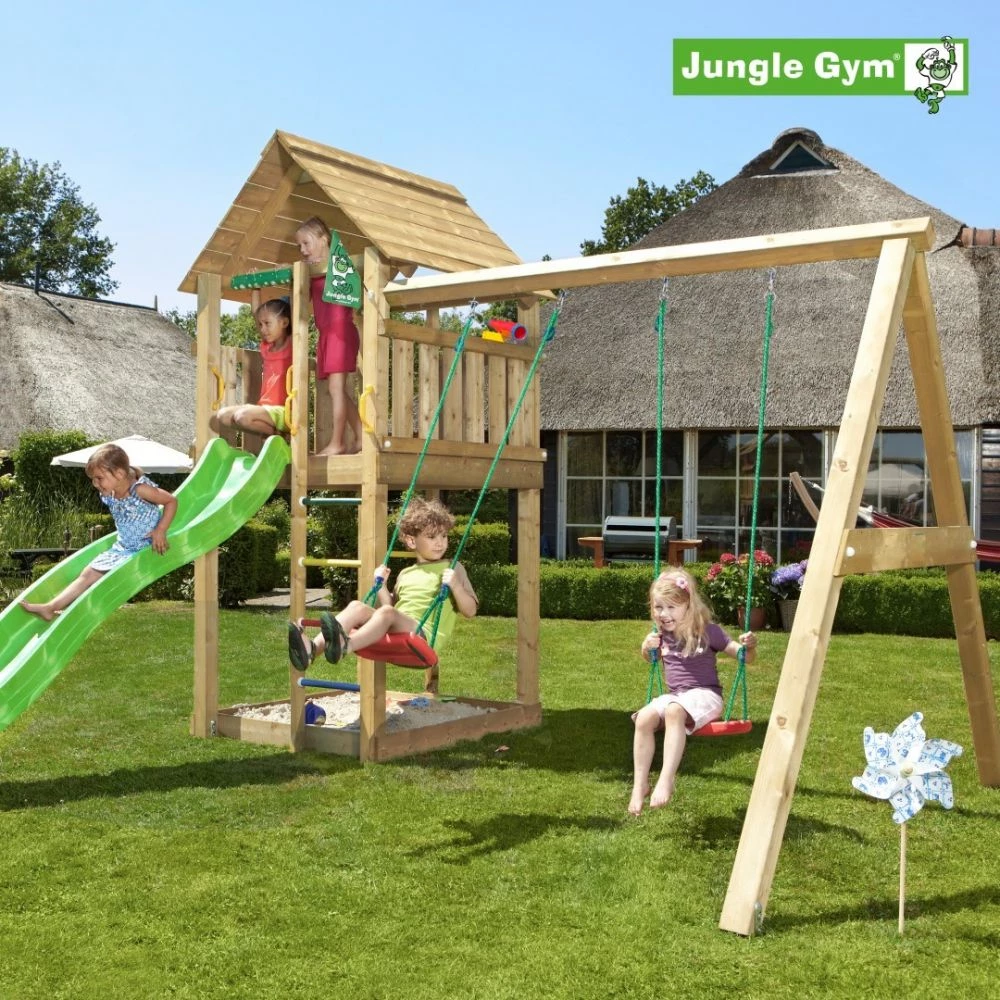 Jungle Gym Cabin Legetårn Komplet Inkl. Swing Module Xtra Ekskl. Rutschebane - 804-283SB 1 Jungle Gym Cabin Legetårn Komplet Inkl. Swing Module Xtra Ekskl. Rutschebane - 804-283SB