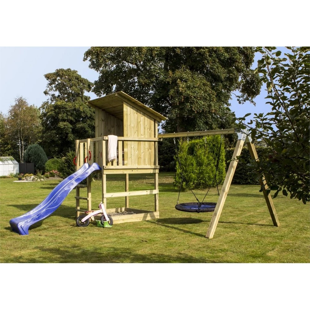 Plus A/S Plus Play Legetårn M/skråt Tag Trykimprægneret Inkl. Gyngestativ Blå Rutsjebane Og Redegynge 185280-3 1 Plus A/S Plus Play Legetårn M/skråt Tag Trykimprægneret Inkl. Gyngestativ Blå Rutsjebane Og Redegynge 185280-3