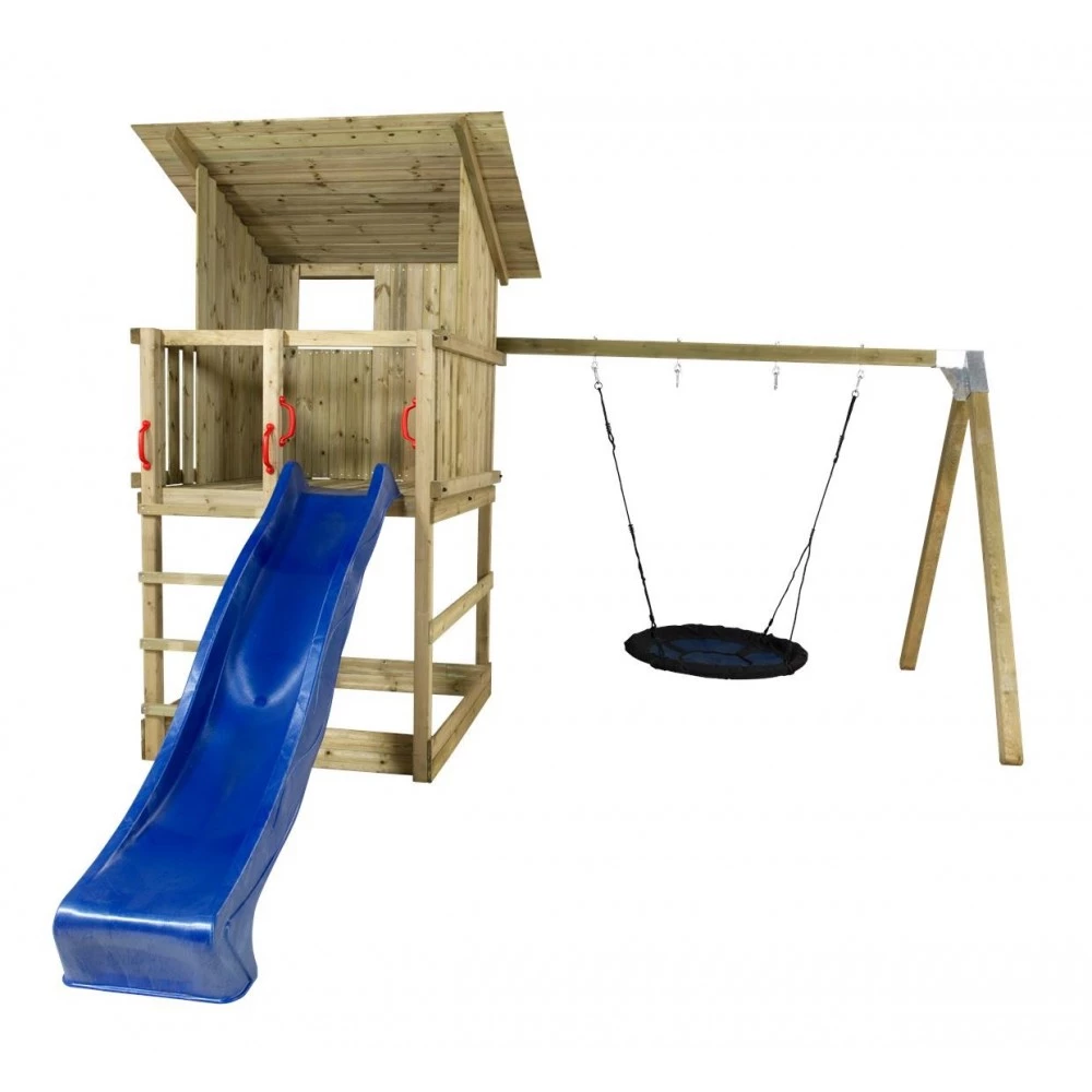 Plus A/S Plus Play Legetårn M/skråt Tag Trykimprægneret Inkl. Gyngestativ Blå Rutsjebane Og Redegynge 185280-3 2 Plus A/S Plus Play Legetårn M/skråt Tag Trykimprægneret Inkl. Gyngestativ Blå Rutsjebane Og Redegynge 185280-3 - Billede 2