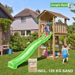Jungle Gym Cottage Legetårn Komplet Inkl. Swing Module Xtra Og Rutschebane - 804-270SX