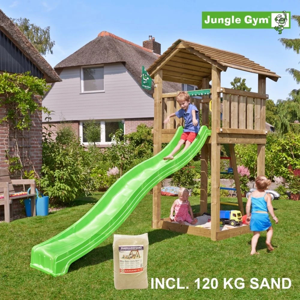 Jungle Gym Cottage Legetårn Komplet Inkl. Swing Module Xtra Og Rutschebane - 804-270SX 1 Jungle Gym Cottage Legetårn Komplet Inkl. Swing Module Xtra Og Rutschebane - 804-270SX