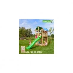 Jungle Gym Fort Legetårn Komplet, Inkl. 120 Kg Sand Og Grøn Rutschebane - 804-275SG