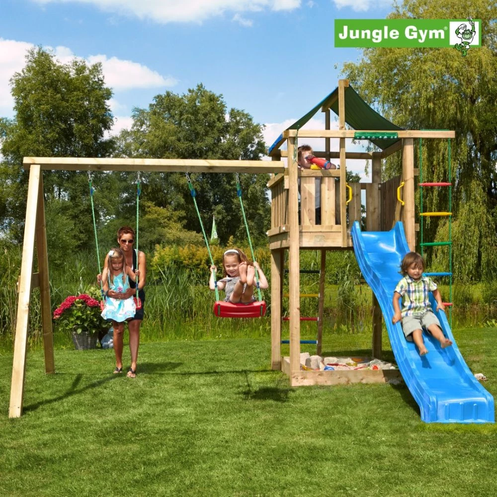 Jungle Gym Lodge Legetårn Komplet Inkl. Swing Module Xtra Ekskl. Rutschebane - 804-274SB 1 Jungle Gym Lodge Legetårn Komplet Inkl. Swing Module Xtra Ekskl. Rutschebane - 804-274SB