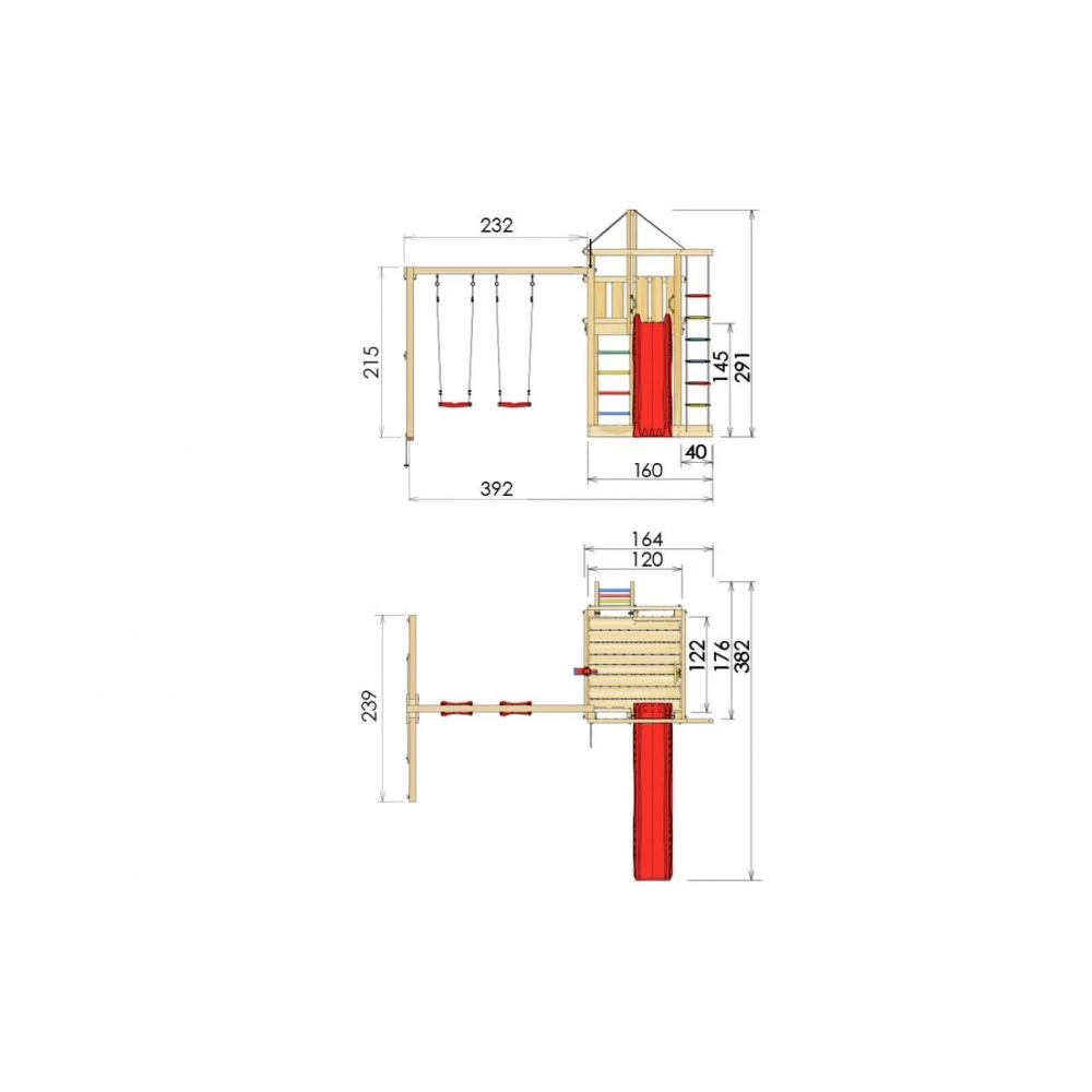 Jungle Gym Lodge Legetårn Komplet Inkl. Swing Module Xtra Ekskl. Rutschebane - 804-274SB 2 Jungle Gym Lodge Legetårn Komplet Inkl. Swing Module Xtra Ekskl. Rutschebane - 804-274SB - Billede 2