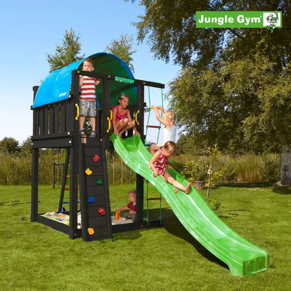 Jungle Gym Villa Legetårn Komplet Ekskl. Rutschebane, Grundmalet Sort - 806-285B 1 Jungle Gym Villa Legetårn Komplet Ekskl. Rutschebane, Grundmalet Sort - 806-285B
