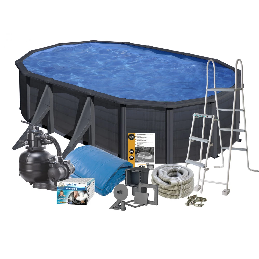 Swim & Fun Pool Basic 120 500x300 Cm Sort Graphite - 2718 1 Swim & Fun Pool Basic 120 500x300 Cm Sort Graphite - 2718