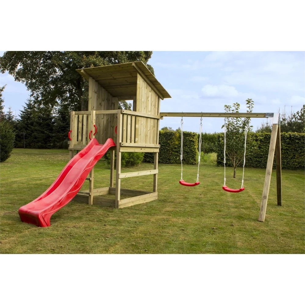 Plus A/S Plus Play Legetårn M/skråt Tag Trykimprægneret Inkl. Gyngestativ Rød Rutsjebane Og Gyngesæder 185280-5 1 Plus A/S Plus Play Legetårn M/skråt Tag Trykimprægneret Inkl. Gyngestativ Rød Rutsjebane Og Gyngesæder 185280-5