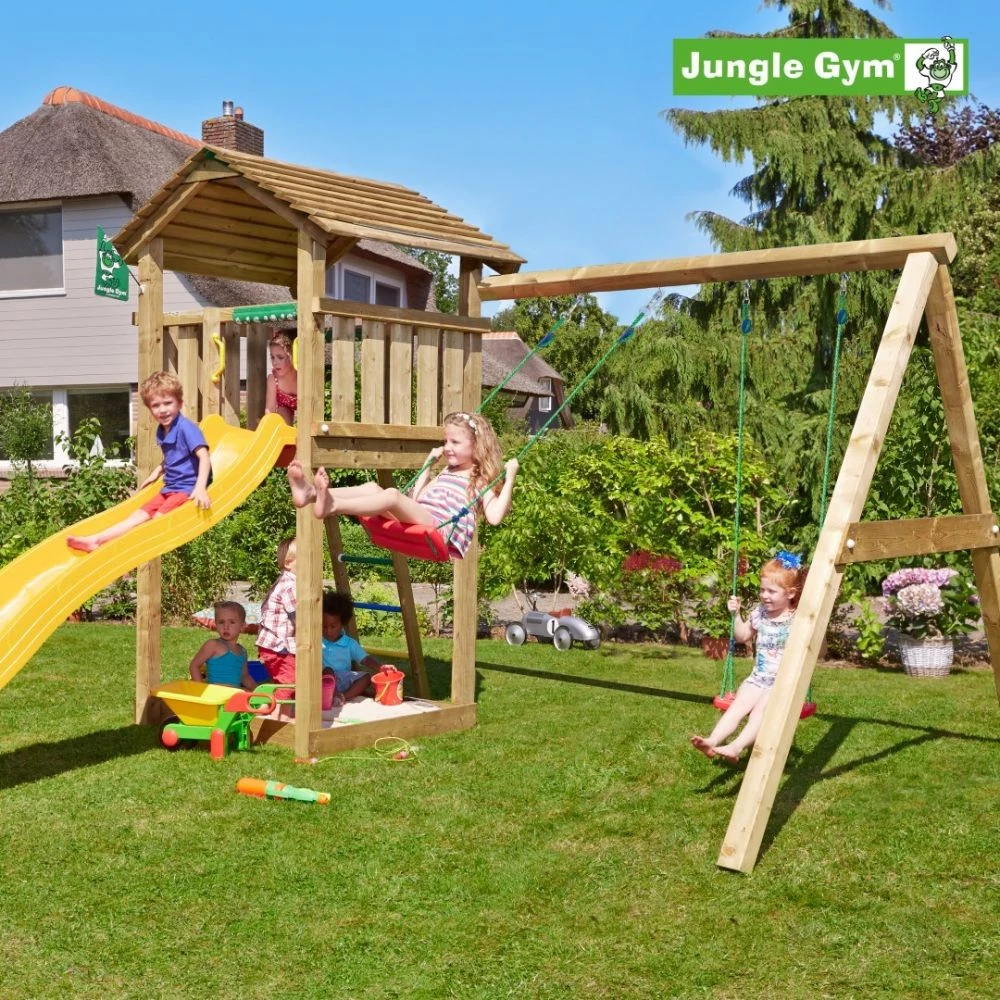 Jungle Gym Cottage Legetårn Komplet Inkl. Swing Module Xtra Ekskl. Rutschebane - 804-270SB 1 Jungle Gym Cottage Legetårn Komplet Inkl. Swing Module Xtra Ekskl. Rutschebane - 804-270SB