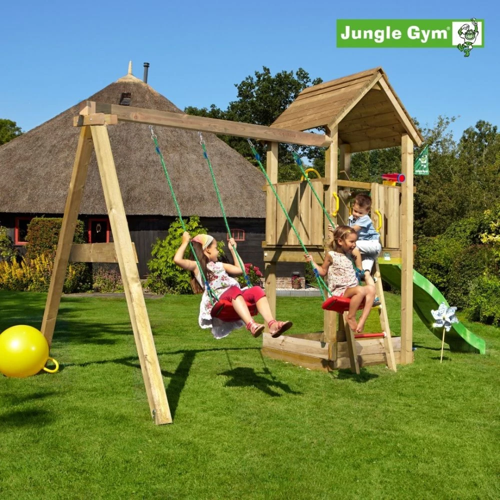 Jungle Gym Club Legetårn Komplet Inkl. Swing Module Xtra Og Rutschebane - 804-284NSX 1 Jungle Gym Club Legetårn Komplet Inkl. Swing Module Xtra Og Rutschebane - 804-284NSX