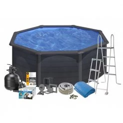 Swim & Fun Pool Basic 132 Ø350 Cm, Sort Grafit - 2733