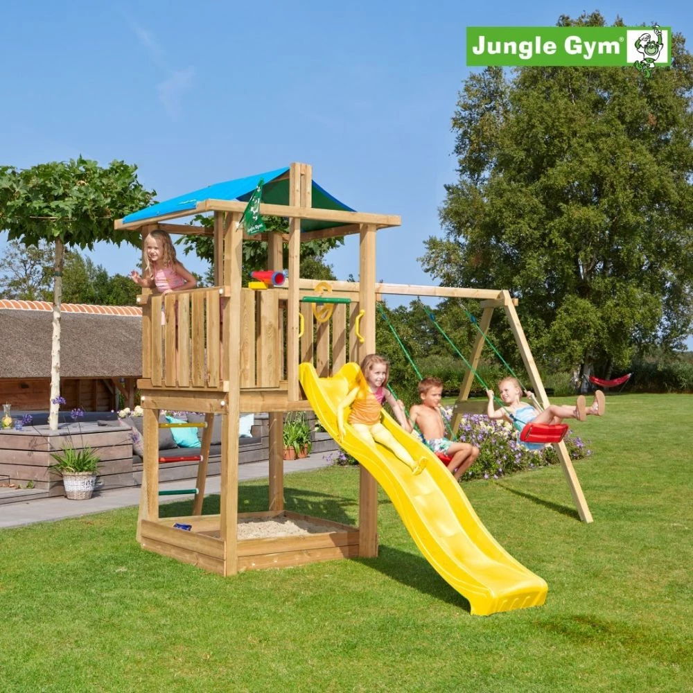 Jungle Gym Hut Legetårn Komplet Inkl. Swing Module Xtra Og Rutschebane - 804-282NSX 1 Jungle Gym Hut Legetårn Komplet Inkl. Swing Module Xtra Og Rutschebane - 804-282NSX