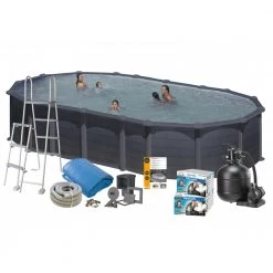 Swim & Fun Pool Basic 132 730x375 Cm, Sort Grafit - 2737