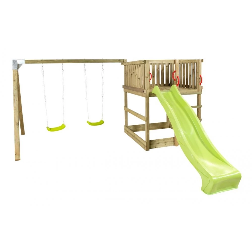 Plus A/S Plus Play Legetårn Trykimprægneret Inkl. Gyngestativ Grøn Rutsjebane Og Gyngesæder 185282-2 2 Plus A/S Plus Play Legetårn Trykimprægneret Inkl. Gyngestativ Grøn Rutsjebane Og Gyngesæder 185282-2 - Billede 2