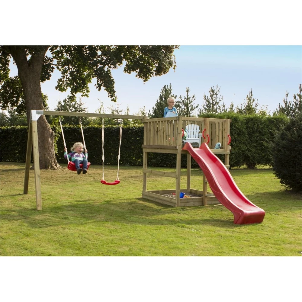 Plus A/S Plus Play Legetårn Trykimprægneret Inkl. Gyngestativ Rød Rutsjebane Og Gyngesæder 185282-5 1 Plus A/S Plus Play Legetårn Trykimprægneret Inkl. Gyngestativ Rød Rutsjebane Og Gyngesæder 185282-5
