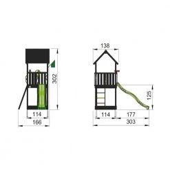 Jungle Gym Club Legetårn Komplet Inkl. Rutschebane, Grundmalet Sort - 806-284