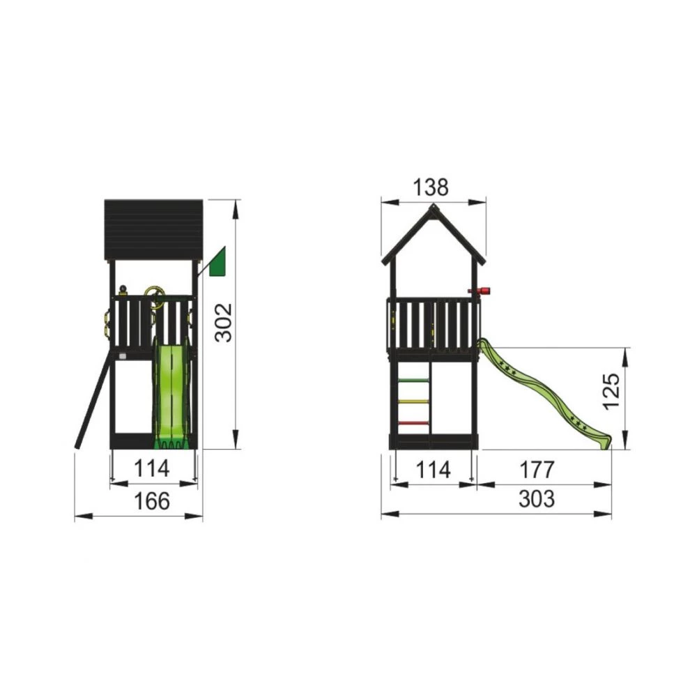 Jungle Gym Club Legetårn Komplet Inkl. Rutschebane, Grundmalet Sort - 806-284 1 Jungle Gym Club Legetårn Komplet Inkl. Rutschebane, Grundmalet Sort - 806-284