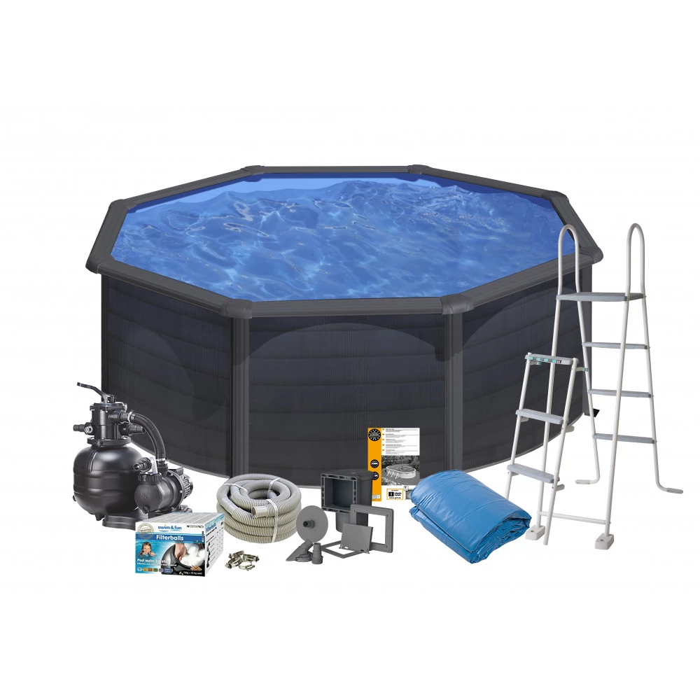 Swim & Fun Pool Basic 120 Ø350 Cm Sort Graphite - 2716 1 Swim & Fun Pool Basic 120 Ø350 Cm Sort Graphite - 2716
